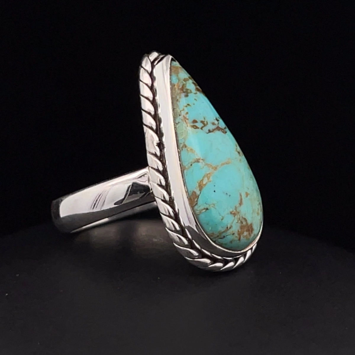 Sterling Silver Kingman Turquoise Ring Size 5.5