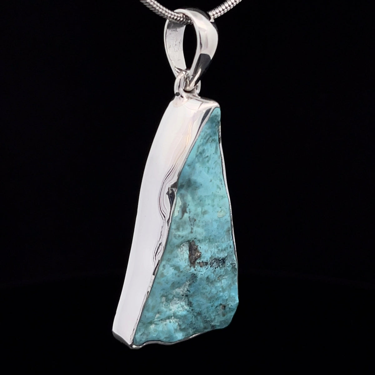 Sterling Silver Raw Kingman Turquoise Pendant