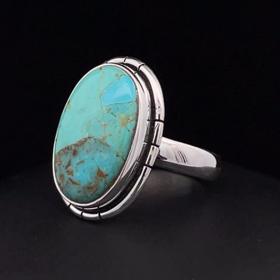 Sterling Silver Kingman Turquoise Ring Size 5.5