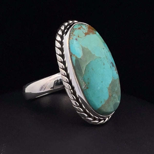 Sterling Silver Kingman Turquoise Ring Size 6.5