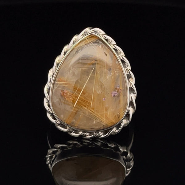 Sterling Silver Rutilated Quartz Ring Size 8