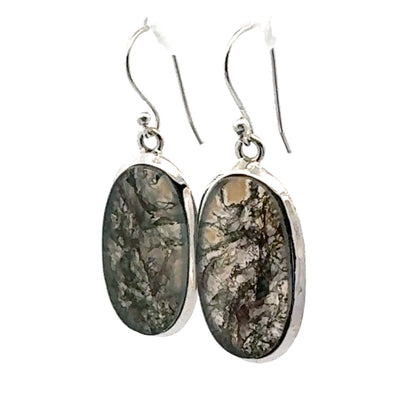 Sterling Silver Moss Agate Earrings