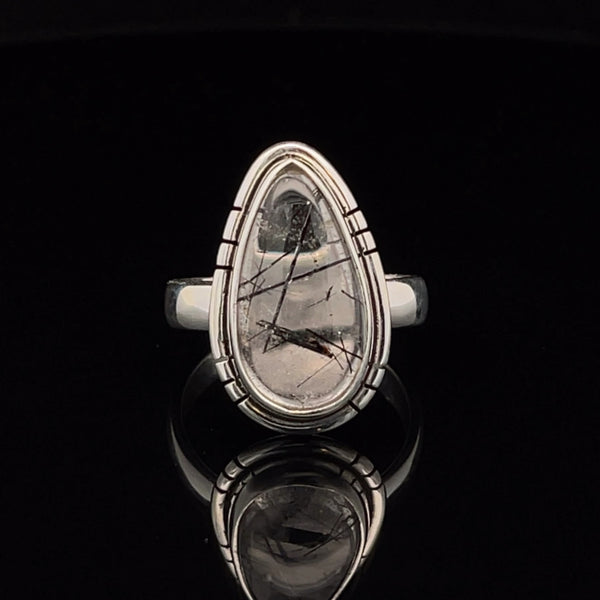 Sterling Silver Tourmalated Quartz Ring Size 7