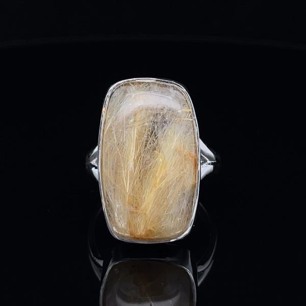 Sterling Silver Rutilated Quartz Ring Size 8