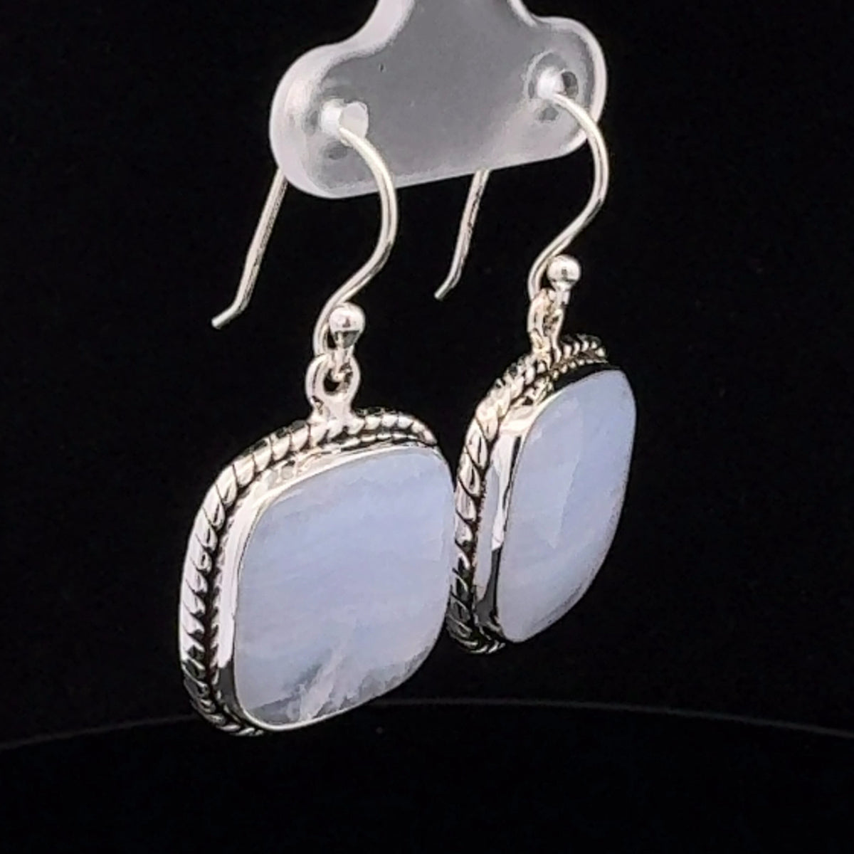 Sterling Silver Blue Lace Agate Earrings