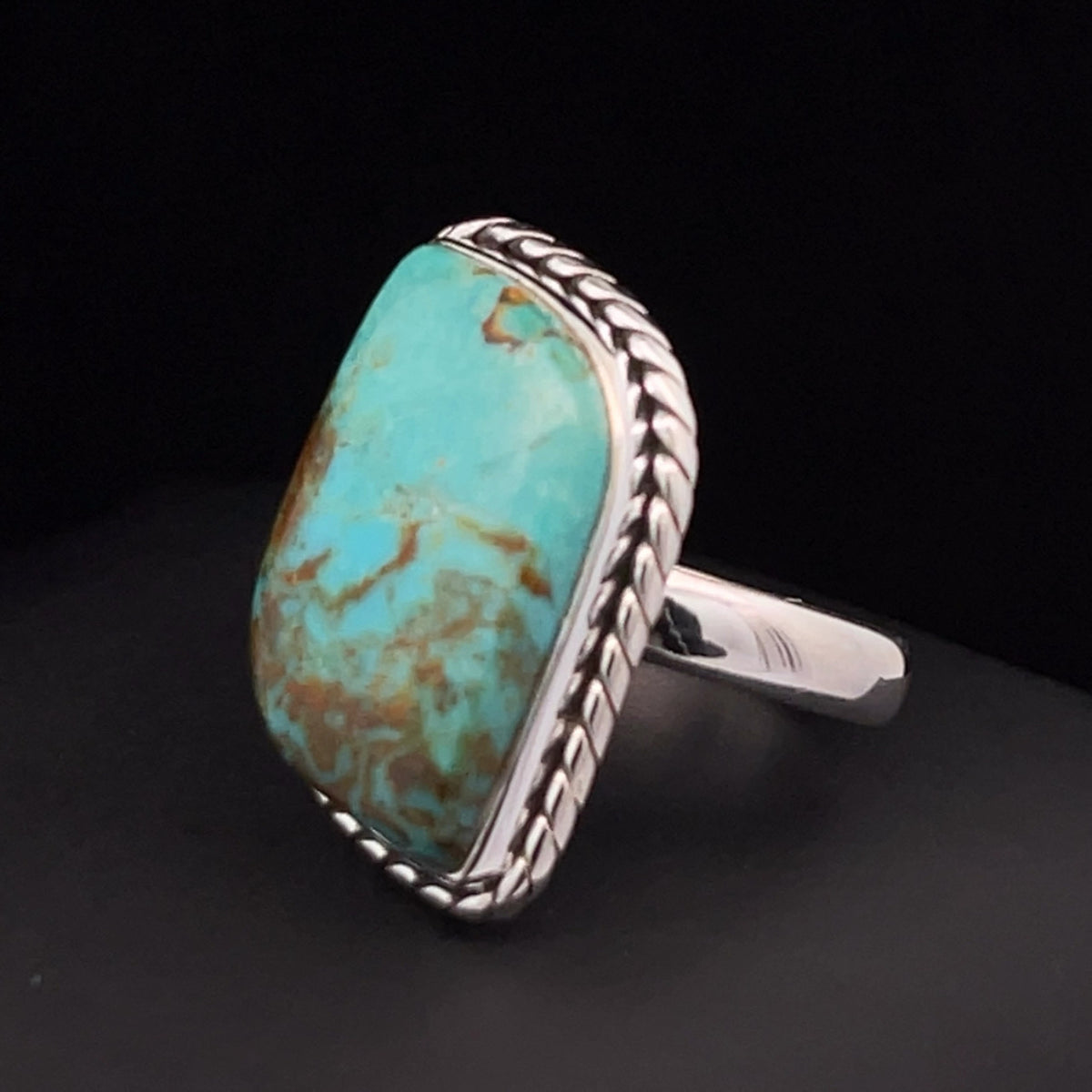 Sterling Silver Kingman Turquoise Ring Size 8