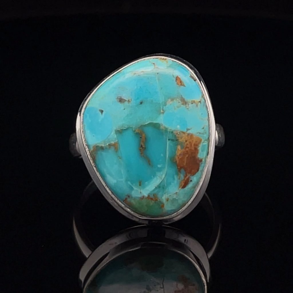 Sterling Silver Kingman Turquoise Ring Size 10