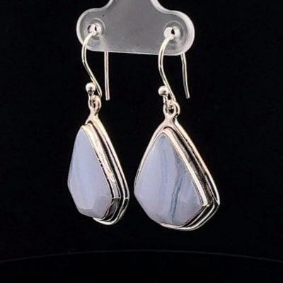 Sterling Silver Blue Lace Agate Earrings