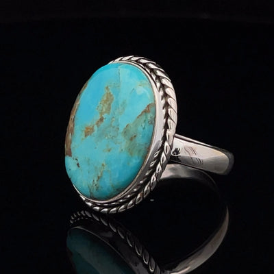 Sterling Silver Kingman Turquoise Ring Size 10