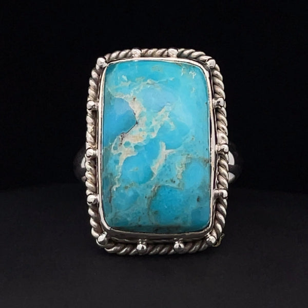 Sterling Silver Kingman Turquoise Ring Size 8