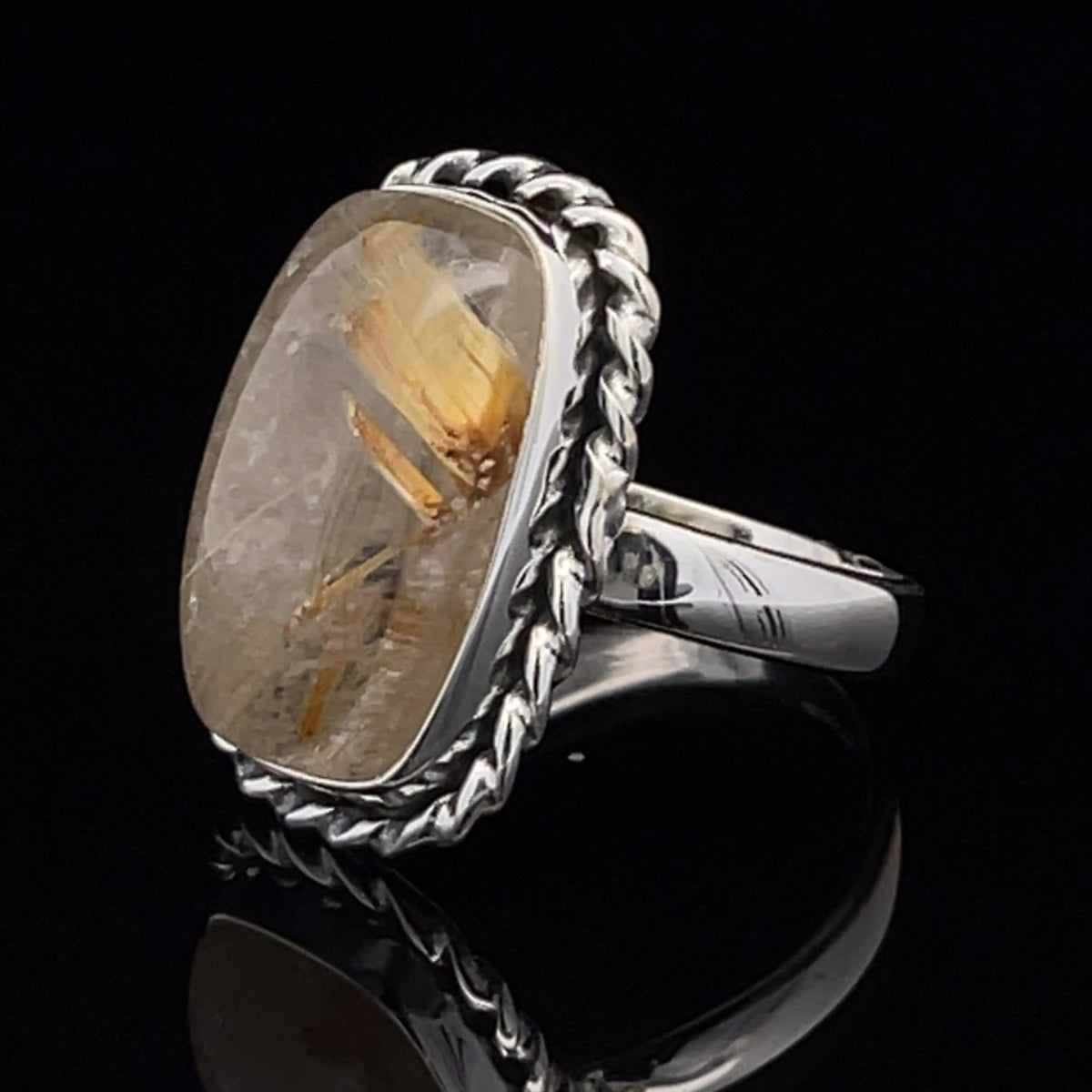 Sterling Silver Rutilated Quartz Ring Size 7