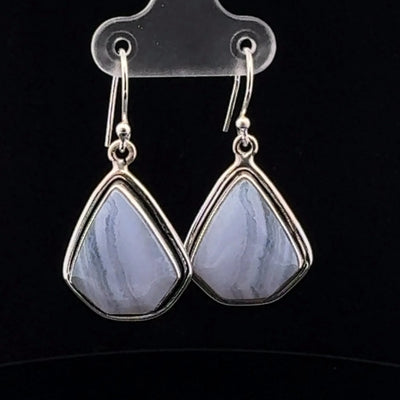 Sterling Silver Blue Lace Agate Earrings
