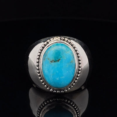 Sterling Silver Kingman Turquoise Ring Size 13