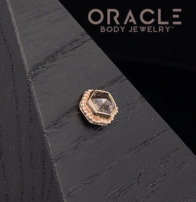 14k Rose Cut Salt and Pepper Diamond Threadless End