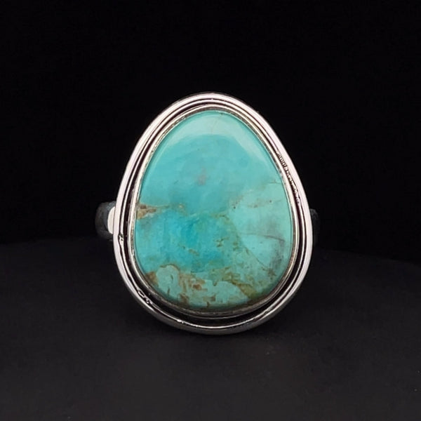 Sterling Silver Kingman Turquoise Ring Size 8