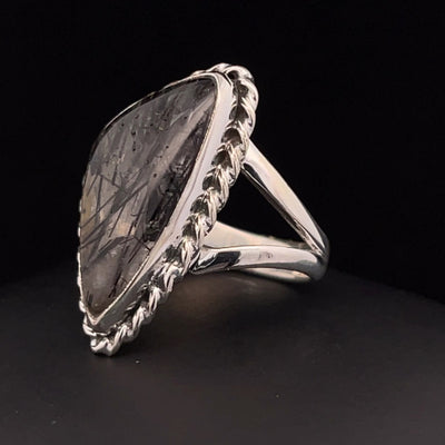 Sterling Silver Tourmalated Quartz Ring Size 8