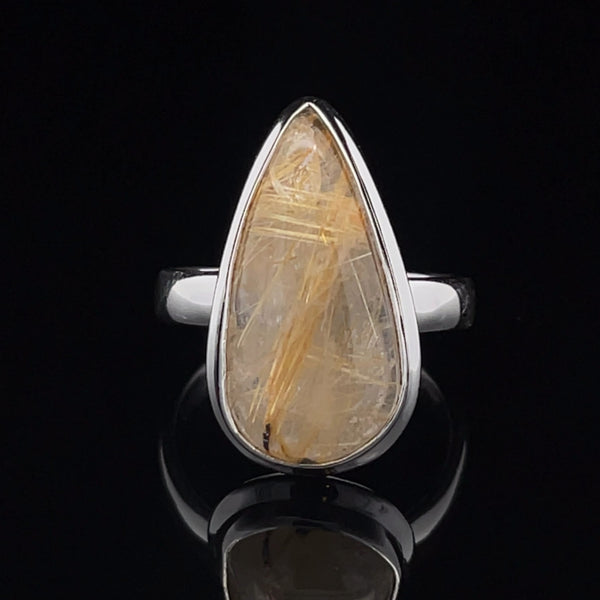 Sterling Silver Rutilated Quartz Ring Size 8