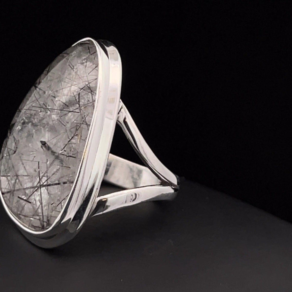 Sterling Silver Tourmalated Quartz Ring Size 5