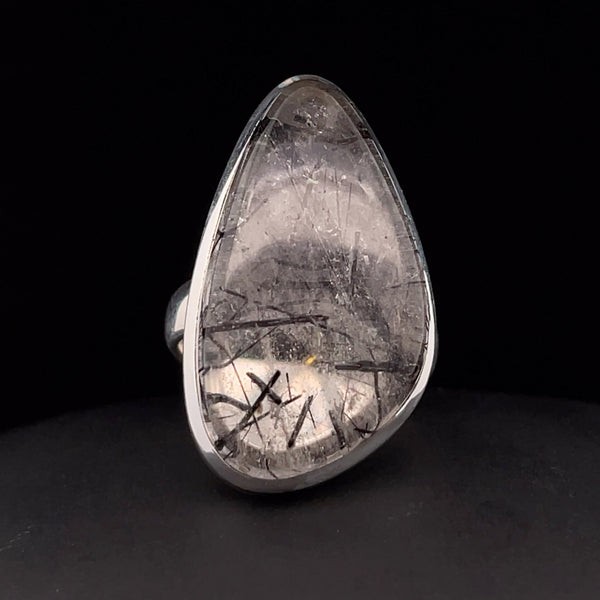 Sterling Silver Tourmalated Quartz Ring Size 7