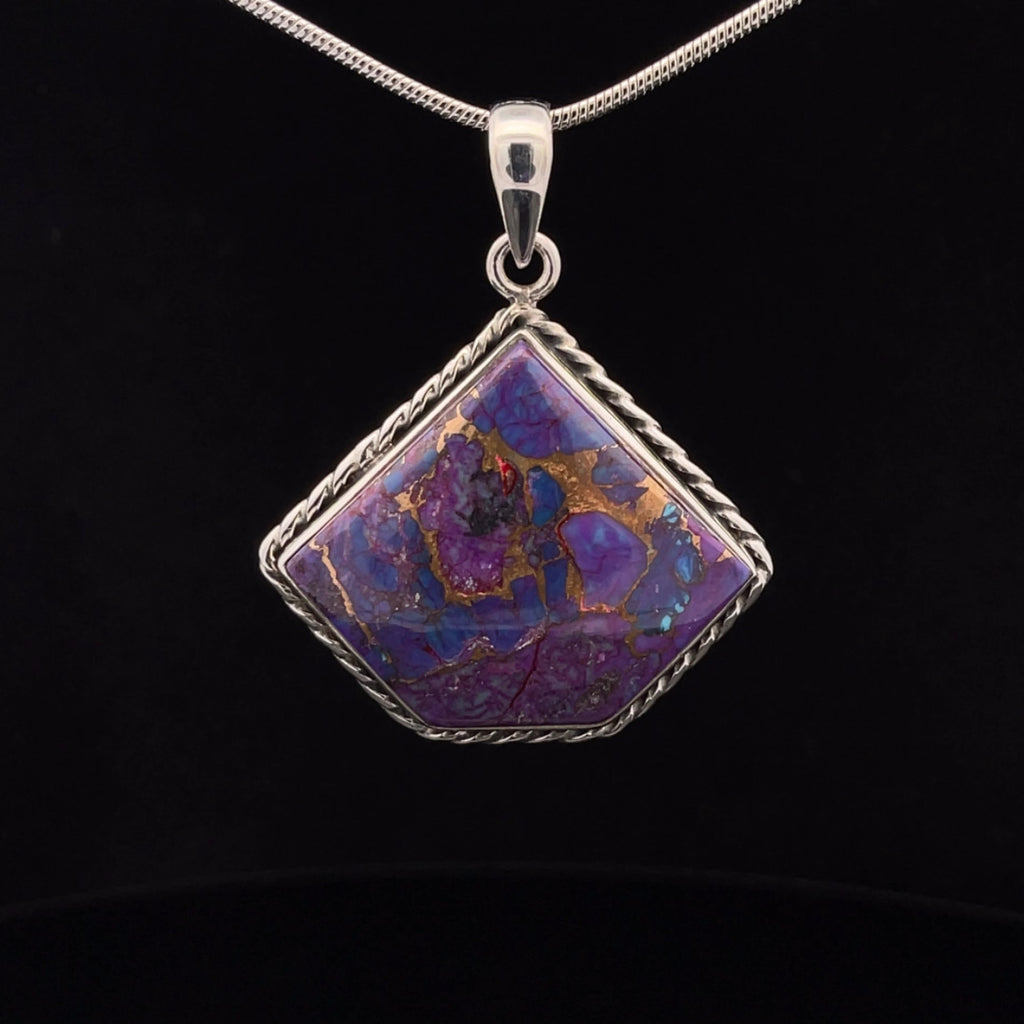 Sterling Silver Copper Purple Turquoise Pendant