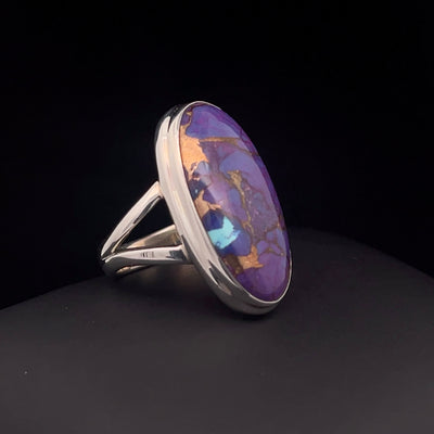 Sterling Silver Copper Purple Turquoise Ring Size 7