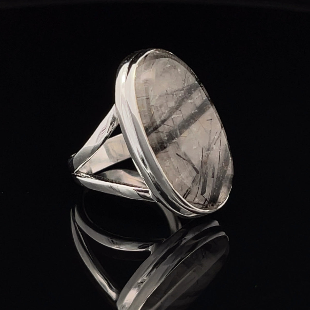 Sterling Silver Tourmalated Quartz Ring Size 6