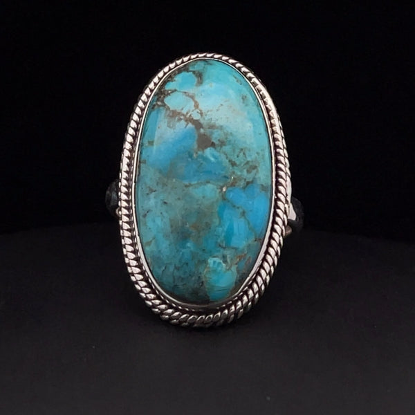 Sterling Silver Kingman Turquoise Ring Size 8