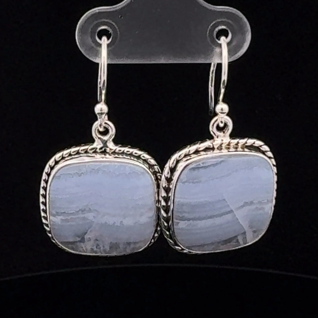 Sterling Silver Blue Lace Agate Earrings