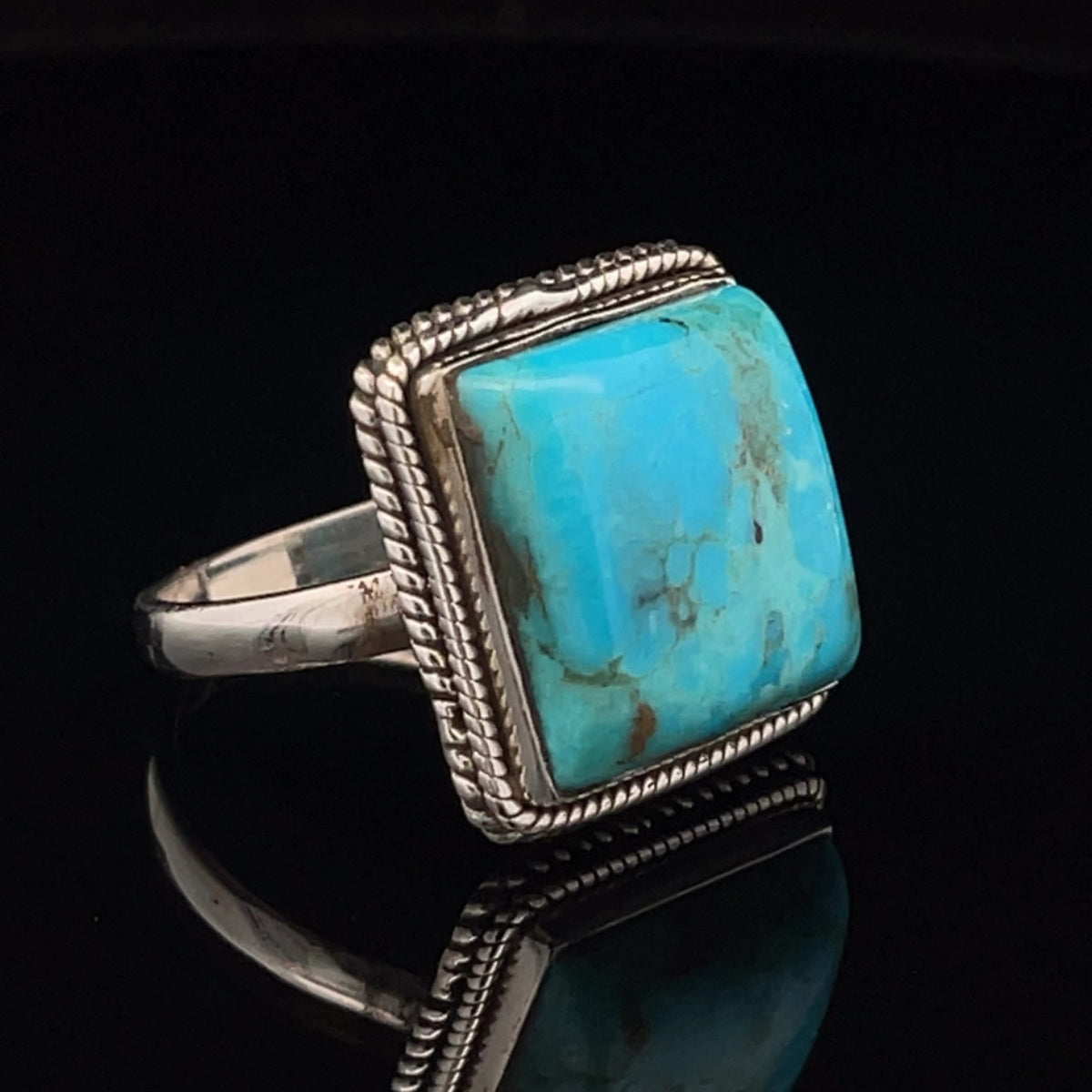 Sterling Silver Kingman Turquoise Ring Size 10