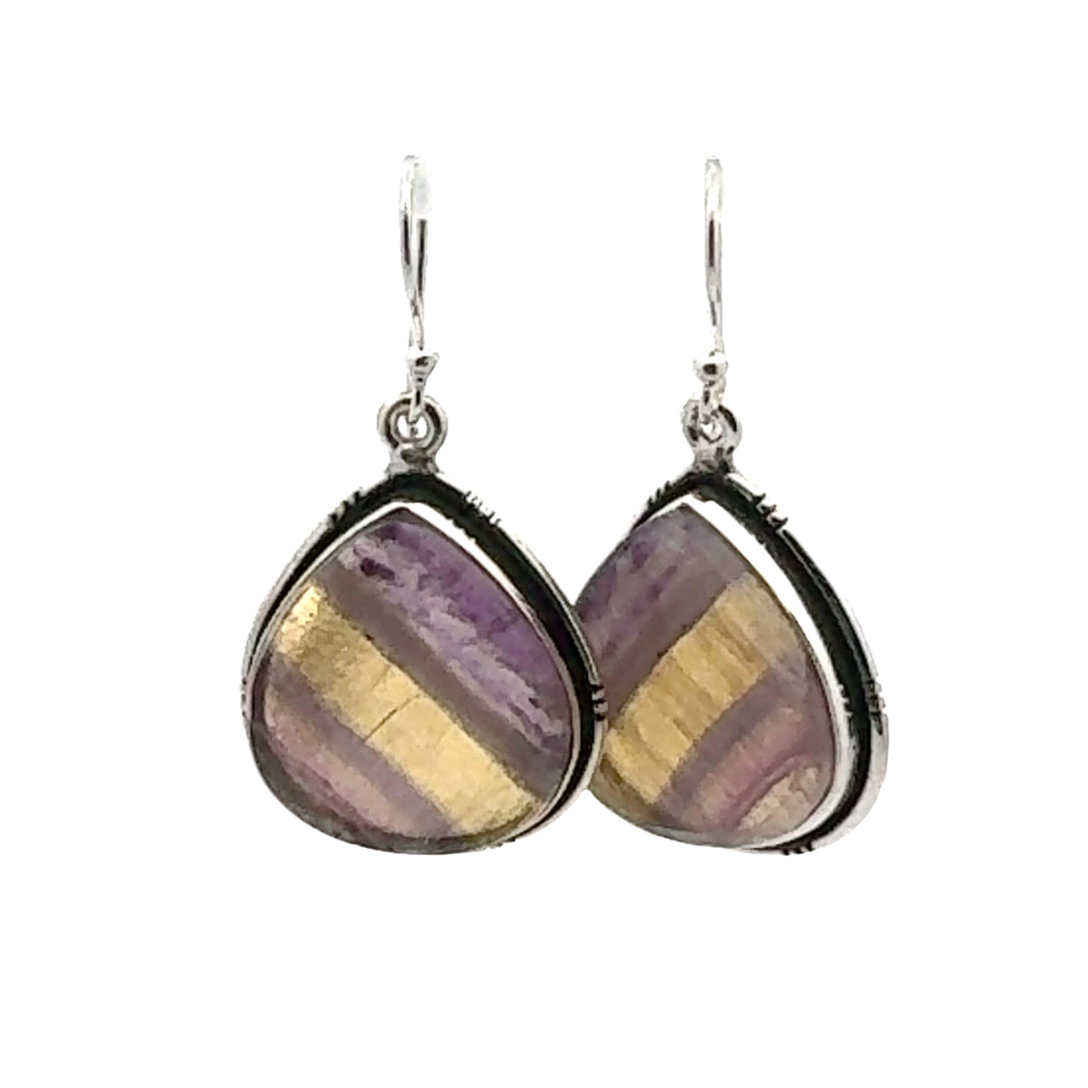 Sterling Silver Rainbow Fluorite Earrings