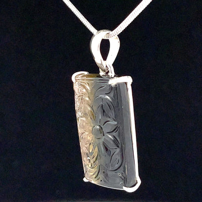 Sterling Silver Carved Watermelon Tourmaline Pendant