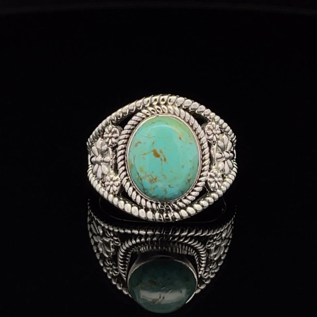 Sterling Silver Kingman Turquoise Ring Size 7