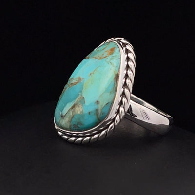 Sterling Silver Kingman Turquoise Ring Size 6.5