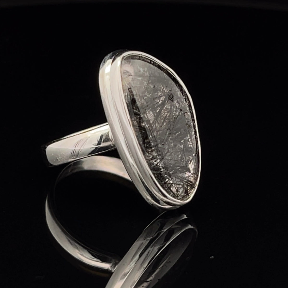 Sterling Silver Tourmalated Quartz Ring Size 8
