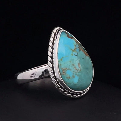 Sterling Silver Kingman Turquoise Ring Size 9.5