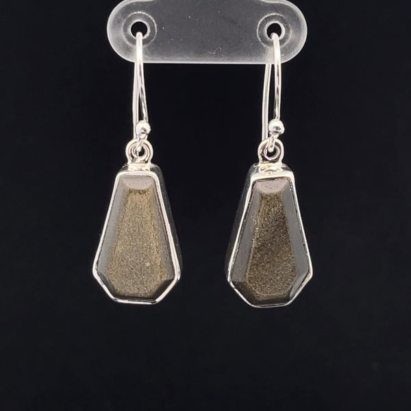Sterling Silver Gold Obsidian Earrings