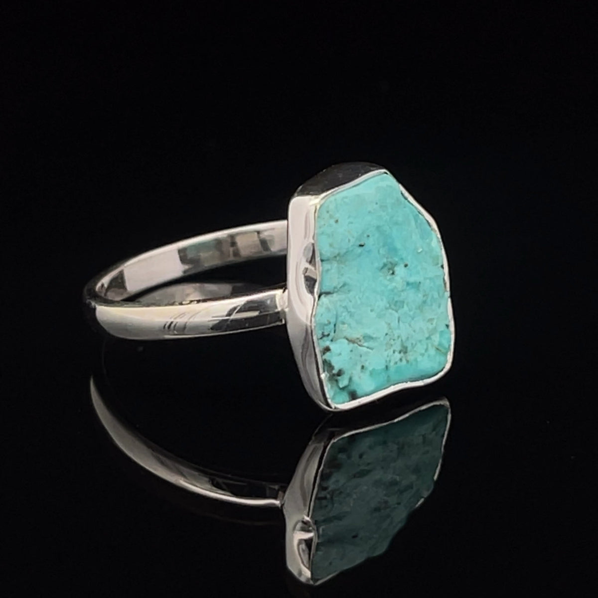 Sterling Silver Raw Turquoise Ring Size 10