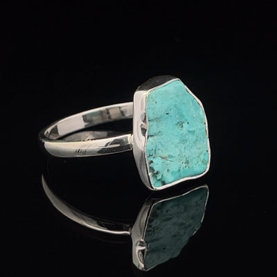 Sterling Silver Raw Turquoise Ring Size 10