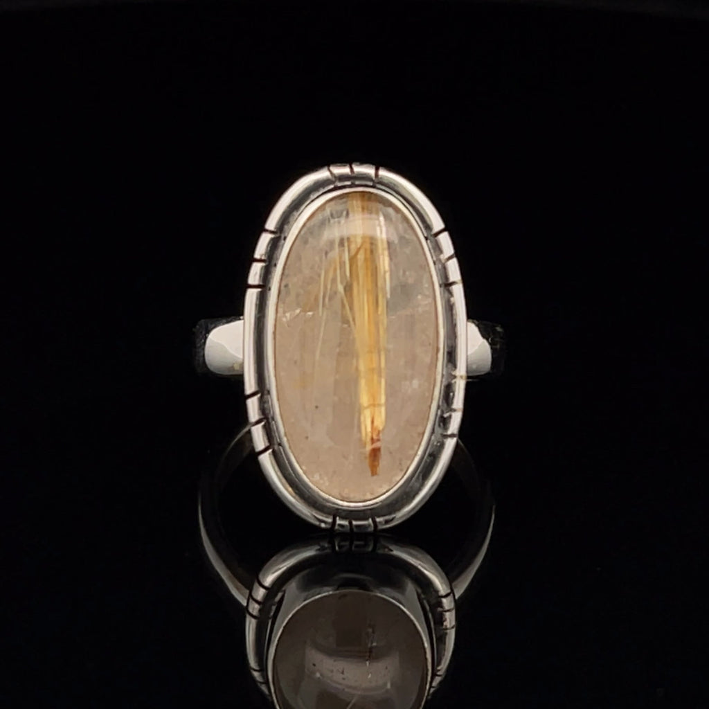 Sterling Silver Rutilated Quartz Ring Size 5