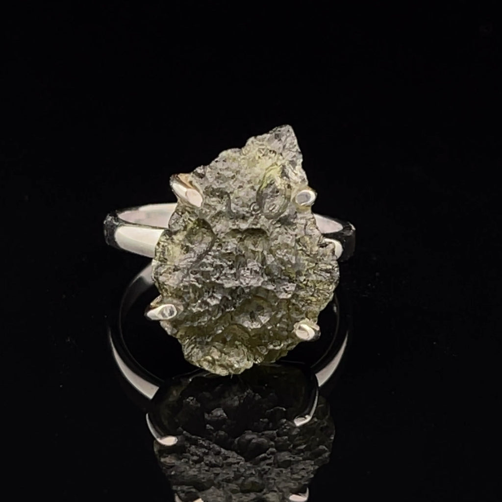 Sterling Silver Moldavite Ring Size 7