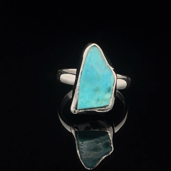 Sterling Silver Raw Turquoise Ring Size 5