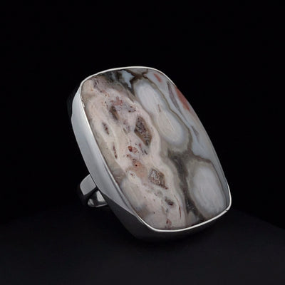 Sterling Silver Large Ocean Jasper Ring Adjustable