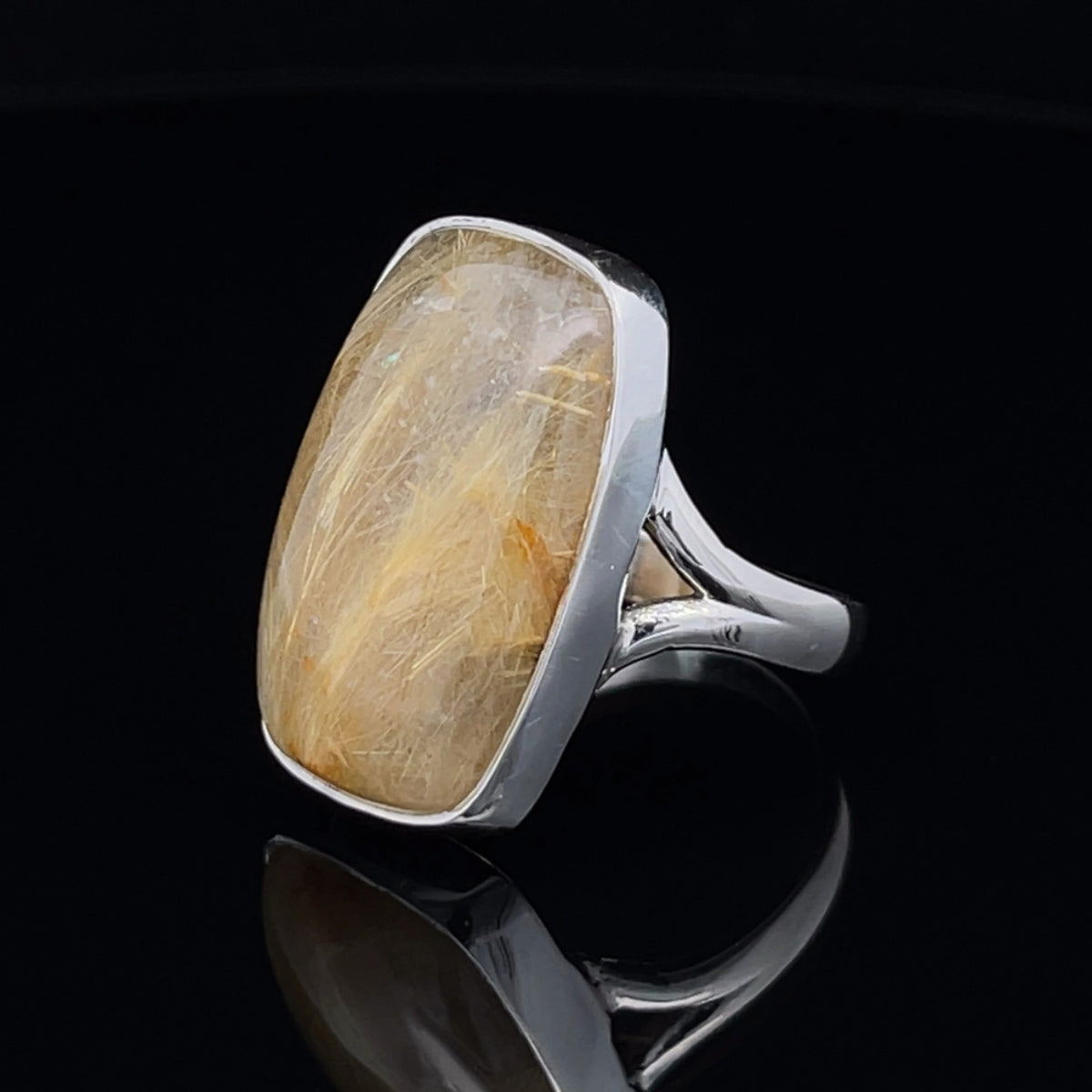 Sterling Silver Rutilated Quartz Ring Size 8