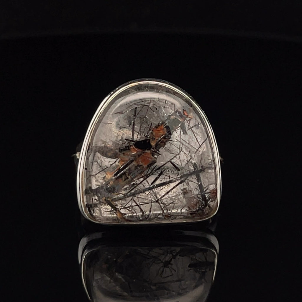 Sterling Silver Tourmalated Quartz Ring Size 11