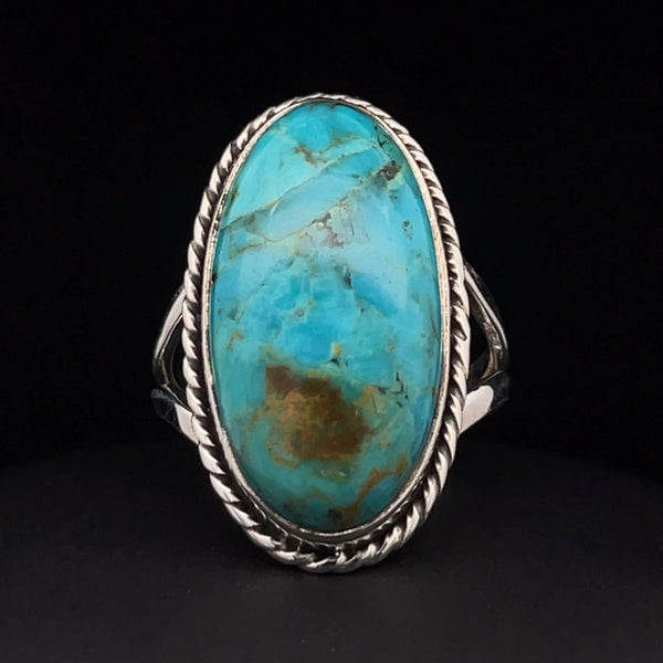 Sterling Silver Kingman Turquoise Ring Size 10