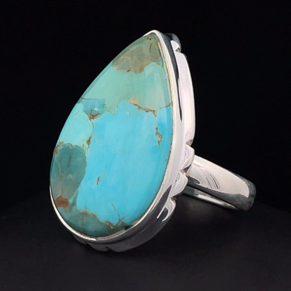 Sterling Silver Kingman Turquoise Ring Size 8