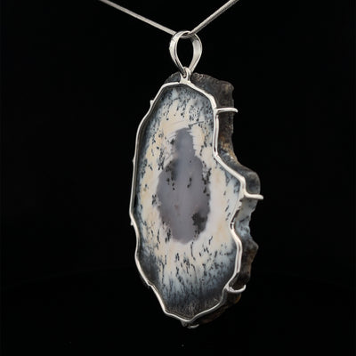 Sterling Silver Large Dendritic Opal Pendant