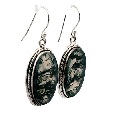Sterling Silver Moss Agate Earrings