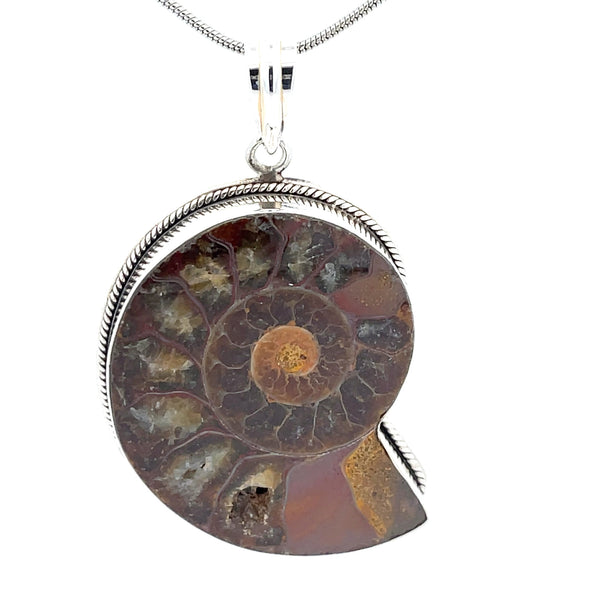 Sterling Silver Fossilized Ammonite Pendant