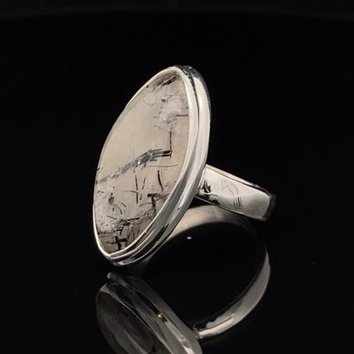 Sterling Silver Tourmalated Quartz Ring Size 7
